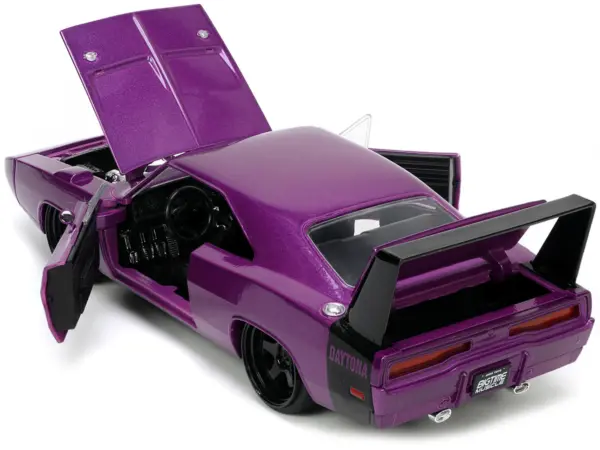 1969 Dodge Charger Daytona Purple Metallic with Black Tail Stripe "Bigtime Muscle" Series 1/24 Diecast Model Car by Jada #3