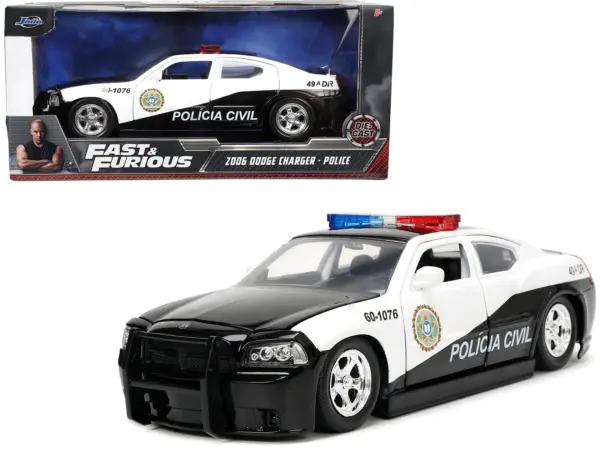 2006 Dodge Charger Police Black and White "Policia Civil" "Fast & Furious" Series 1/24 Diecast Model Car by Jada #1