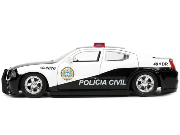 2006 Dodge Charger Police Black and White "Policia Civil" "Fast & Furious" Series 1/24 Diecast Model Car by Jada #3