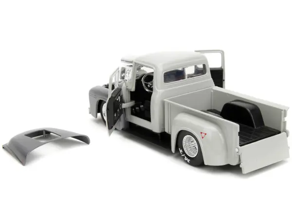 1956 Ford F-100 Pickup Truck Tan and Gray Metallic and Guile Diecast Figure "Street Fighter" Video Game "Anime Hollywood Rides" Series 1/24 Diecast Model Car by Jada #3
