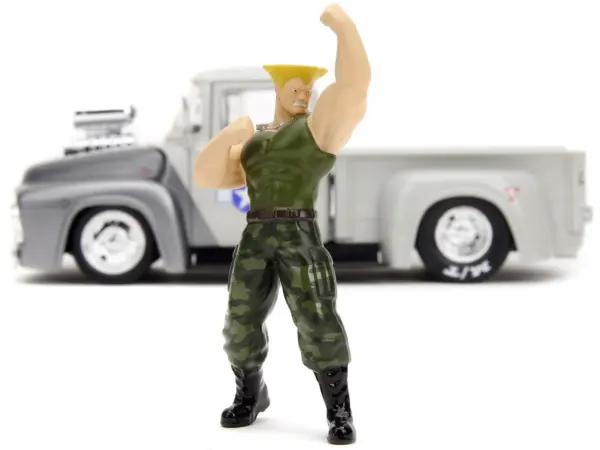 1956 Ford F-100 Pickup Truck Tan and Gray Metallic and Guile Diecast Figure "Street Fighter" Video Game "Anime Hollywood Rides" Series 1/24 Diecast Model Car by Jada #5