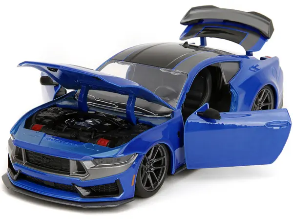 2024 Ford Mustang Dark Horse Blue Metallic with Black and Gray Stripes "Bigtime Muscle" Series 1/24 Diecast Model Car by Jada #2