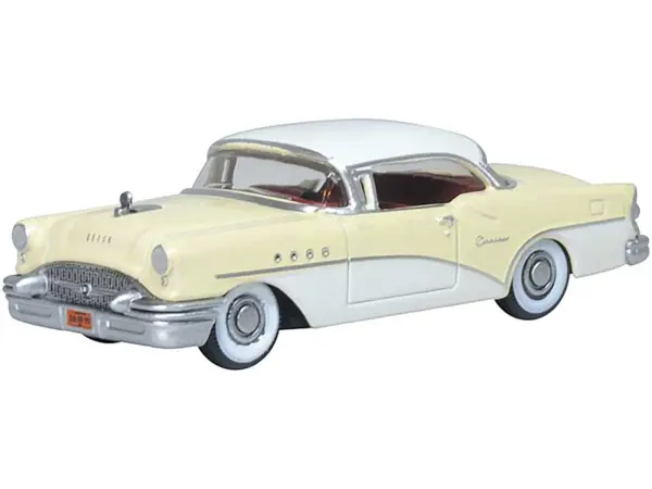 1955 Buick Century Condor Yellow and Dover White with Red Interior 1/87 (HO) Scale Diecast Model Car by Oxford Diecast #2
