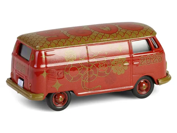 Volkswagen Type 2 Panel Van "Chinese Zodiac 2025 Year of the Snake" Red with Graphics "Hobby Exclusive" Series 1/64 Diecast Model Car by Greenlight #3