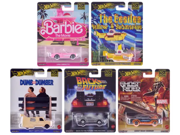 "Pop Culture 2025" 5 piece Set H "Premium Series" Diecast Model Cars by Hot Wheels #1
