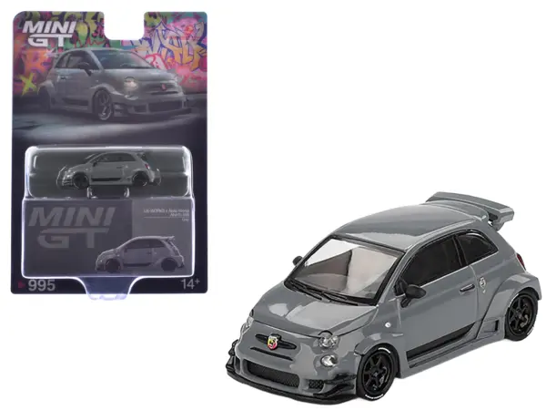 ABARTH 595 #49 "LB-Works x Abas Works" Gray Limited Edition 1/64 Diecast Model Car by Mini GT #1