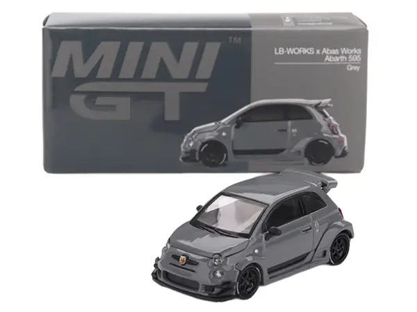 ABARTH 595 #49 "LB-Works x Abas Works" Gray Limited Edition 1/64 Diecast Model Car by Mini GT #4