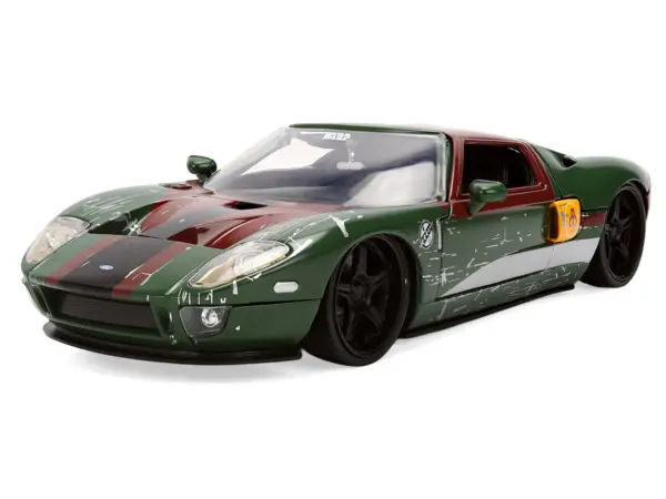 2005 Ford GT Green (Weathered) with Graphics and Boba Fett Figure "Star Wars" Franchise "Hollywood Rides" Series 1/24 Diecast Model Car by Jada #2