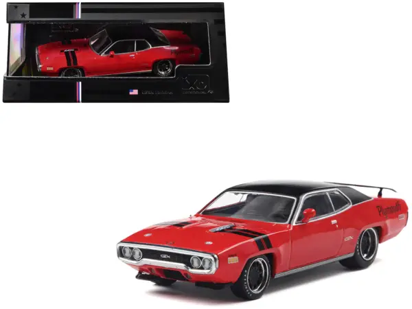1971 Plymouth GTX Rally Red with Black Top and Stripes 1/43 Diecast Model by IXO Models #1