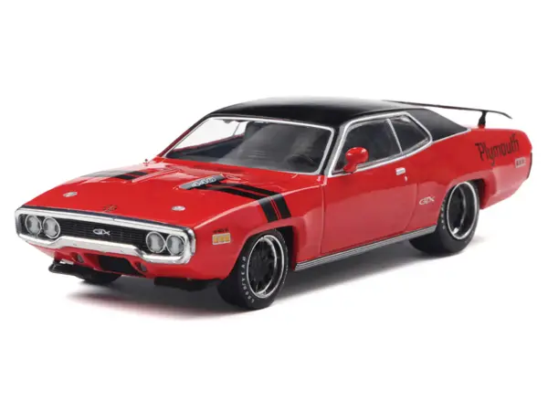 1971 Plymouth GTX Rally Red with Black Top and Stripes 1/43 Diecast Model by IXO Models #2