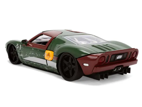 2005 Ford GT Green (Weathered) with Graphics and Boba Fett Figure "Star Wars" Franchise "Hollywood Rides" Series 1/24 Diecast Model Car by Jada #5