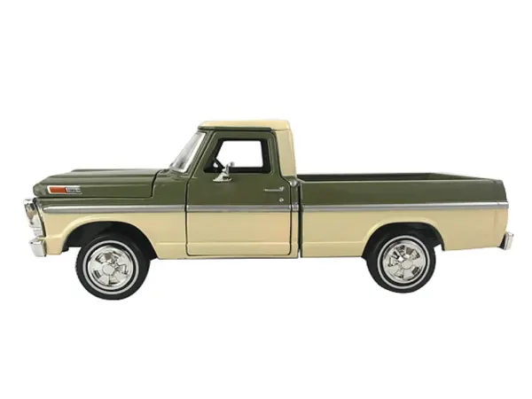 1969 Ford F-100 Pickup Truck Light Green and Cream 1/24 Diecast Model Car by Motormax #3