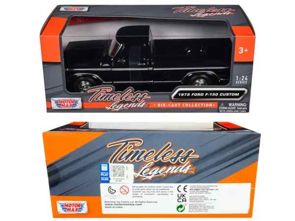 1979 Ford F-150 Custom Pickup Truck Black "Timeless Legends" Series 1/24 Diecast Model Car by Motormax #3