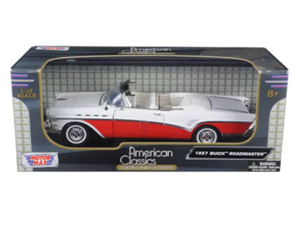 1957 Buick Roadmaster Convertible Red 1/18 Diecast Model Car by Motormax #3