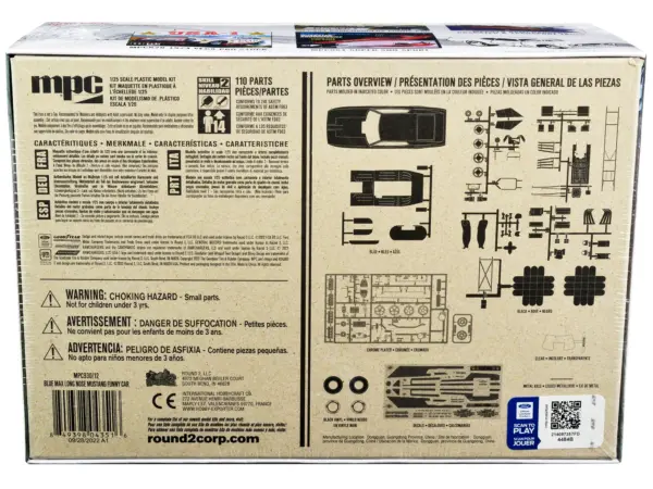 Skill 2 Model Kit "Blue Max" Long Nose Mustang Funny Car 1/25 Scale Model Car by MPC #4