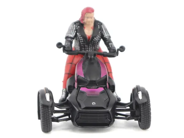 Can-Am Ryker 3-Wheel Motorcycle Pink Punk and Black with Driver Figure 1/32 Diecast Model by BRP Models #4