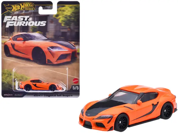 2021 Toyota GR Supra Orange and Black "F9" (2021) Movie "Fast & Furious" Series Diecast Model Car by Hot Wheels #1