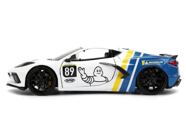 2020 Chevrolet Corvette Stingray C8 #89 "Michelin" White with Yellow and Blue Stripes "Bigtime Muscle" Series 1/24 Diecast Model Car by Jada #3