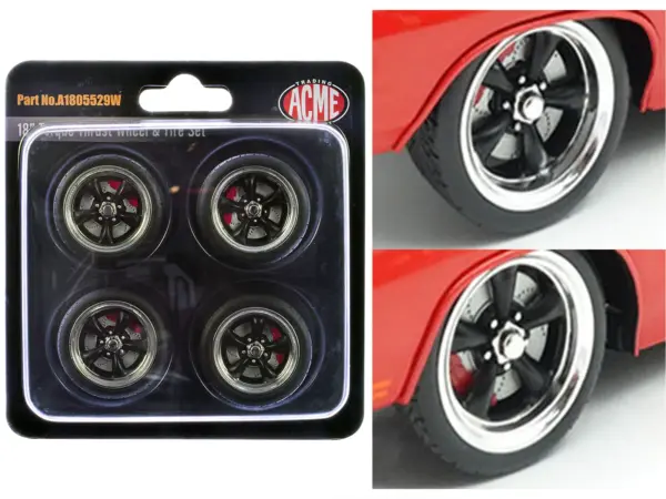 "Torque Thrust" 18" Wheel and Tire Set of 4 pieces for 1/18 Scale Models by ACME #1