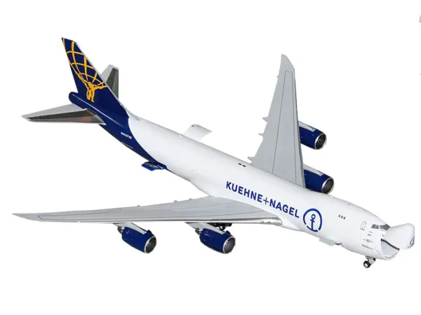 Boeing 747-8F Commercial Aircraft "Atlas Air - Kuehne+Nagel" (N862GT) White with Blue Tail "Interactive Series" 1/400 Diecast Model Airplane by GeminiJets #2