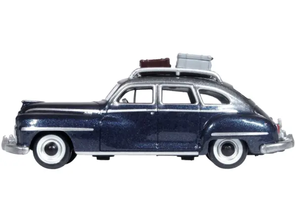 1946 DeSoto Suburban with Roof Rack and Luggage Butterfly Blue Metallic with Crystal Gray Top 1/87 (HO) Scale Diecast Model Car by Oxford Diecast #2