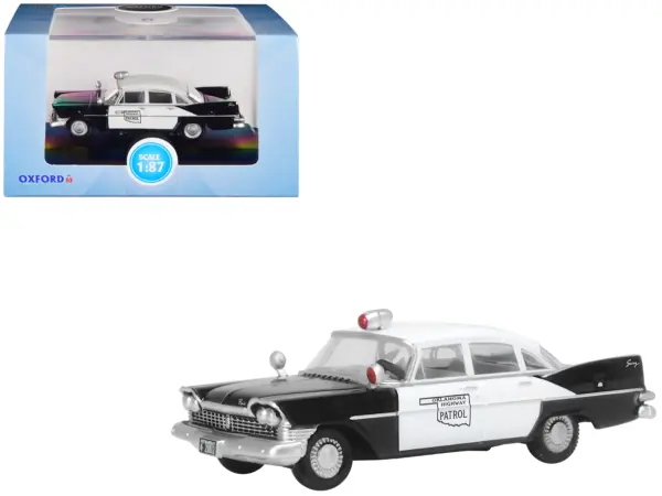 1959 Plymouth Savoy Black and White "Oklahoma Highway Patrol" 1/87 (HO) Scale Diecast Model Car by Oxford Diecast #1