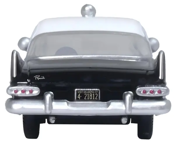 1959 Plymouth Savoy Black and White "Oklahoma Highway Patrol" 1/87 (HO) Scale Diecast Model Car by Oxford Diecast #4
