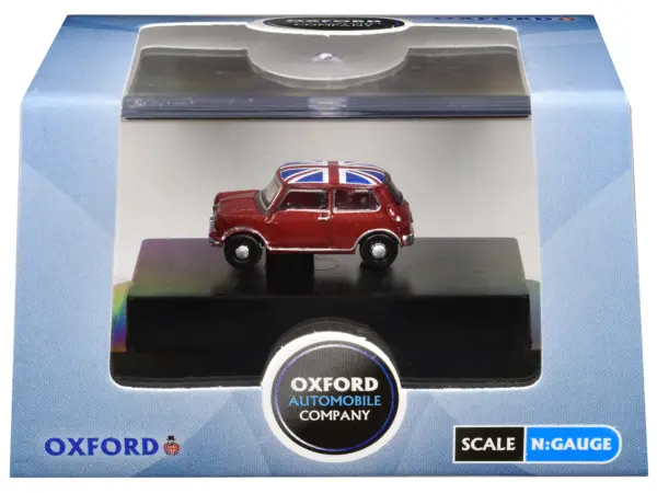 Austin Mini RHD (Right Hand Drive) Tartan Red with Union Jack Top 1/148 (N) Scale Diecast Model Car by Oxford Diecast #3