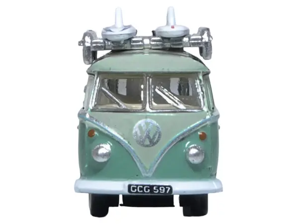 Volkswagen T1 Samba Bus RHD (Right Hand Drive) Green Two-Tone with Surfboards on Roof Rack 1/148 (N) Scale Diecast Model Car by Oxford Diecast #3