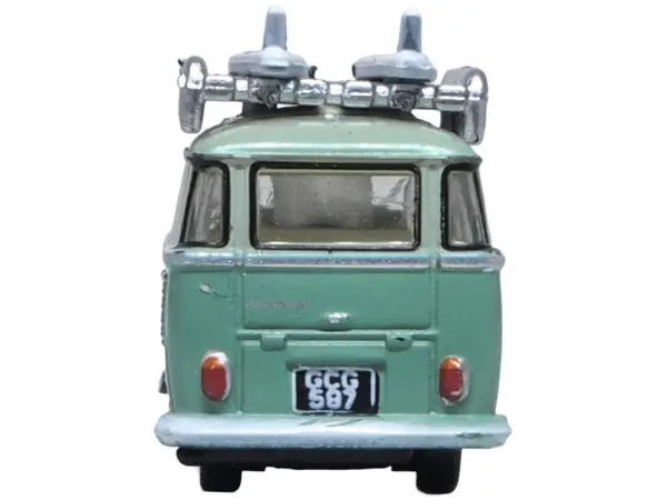 Volkswagen T1 Samba Bus RHD (Right Hand Drive) Green Two-Tone with Surfboards on Roof Rack 1/148 (N) Scale Diecast Model Car by Oxford Diecast #4