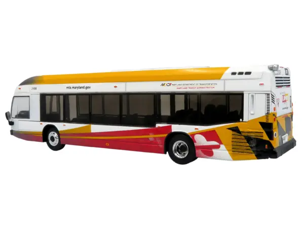 Nova Bus LFSH Hybrid Transit Bus "MTA Maryland" White with Red and Yellow Graphics "The Bus & Motorcoach Collection" Limited Edition to 504 pieces Worldwide 1/87 (HO) Diecast Model by Iconic Replicas #3