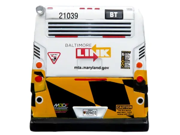 Nova Bus LFSH Hybrid Transit Bus "MTA Maryland" White with Red and Yellow Graphics "The Bus & Motorcoach Collection" Limited Edition to 504 pieces Worldwide 1/87 (HO) Diecast Model by Iconic Replicas #5