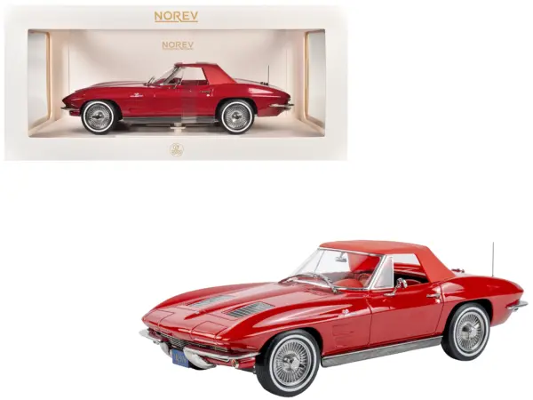 1963 Chevrolet Corvette Stingray Convertible Riverside Red 1/18 Diecast Model Car by Norev #1