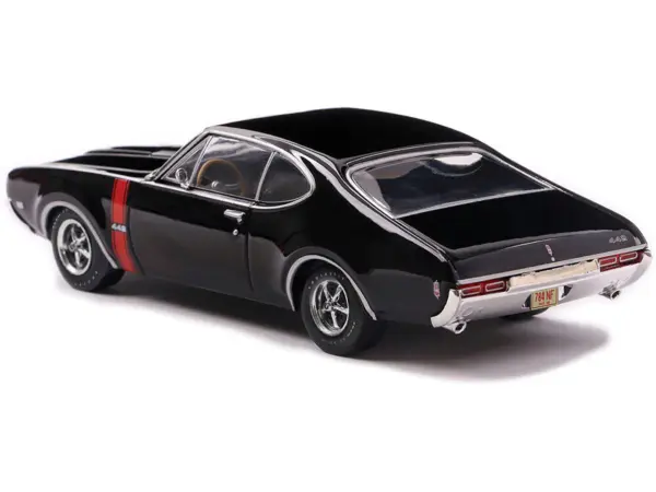 1970 Oldsmobile 442 W-30 Ebony Black with Red Stripes 1/43 Diecast Model by IXO Models #3