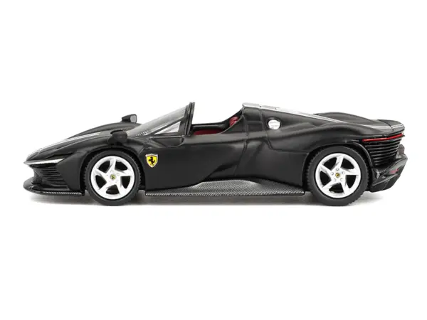 Ferrari Daytona SP3 Matt Black with White Stripes and Red Interior 1/64 Diecast Model Car by BBR #2