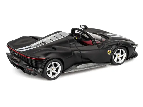 Ferrari Daytona SP3 Matt Black with White Stripes and Red Interior 1/64 Diecast Model Car by BBR #3