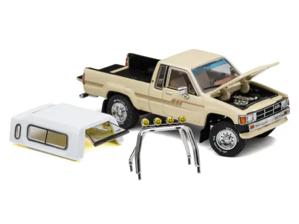 Toyota XtraCab SR5 4x4 Pickup Truck Beige with White Camper Shell "DiecastTalk Exclusive" Limited Edition to 1008 pieces Worldwide 1/64 Diecast Model Car by GCD #2