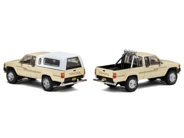 Toyota XtraCab SR5 4x4 Pickup Truck Beige with White Camper Shell "DiecastTalk Exclusive" Limited Edition to 1008 pieces Worldwide 1/64 Diecast Model Car by GCD #5
