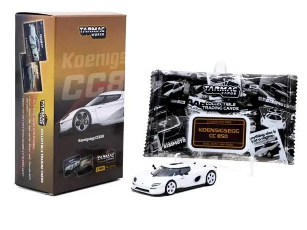 Koenigsegg CC850 White with Tarmac Cards "Global64" Series 1/64 Diecast Model by Tarmac Works #3