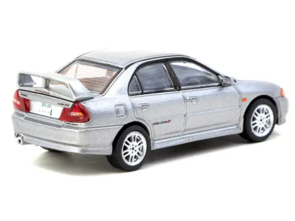 Mitsubishi Lancer Evolution IV Silver Metallic with Tarmac Cards "Global64" Series 1/64 Diecast Model by Tarmac Works #2