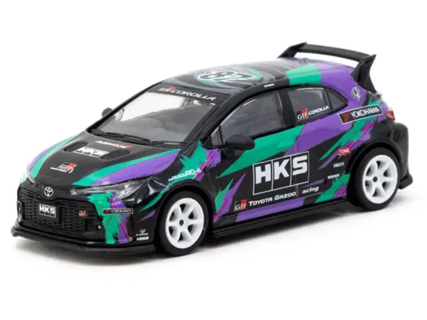 Toyota GR Corolla RHD (Right Hand Drive) "HKS" Black with Graphics "Global64" Series 1/64 Diecast Model by Tarmac Works #2