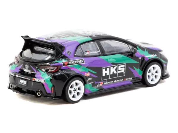 Toyota GR Corolla RHD (Right Hand Drive) "HKS" Black with Graphics "Global64" Series 1/64 Diecast Model by Tarmac Works #3