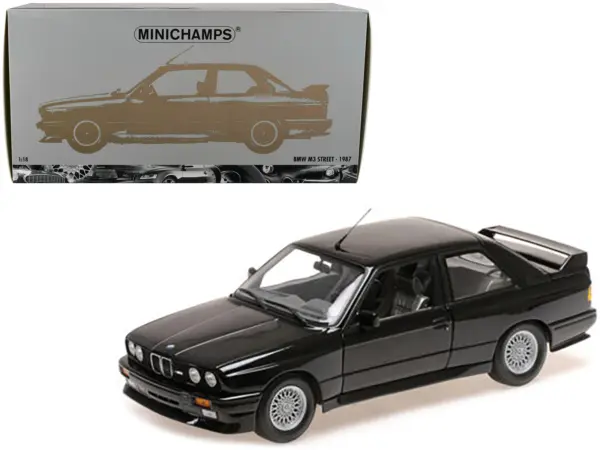 1987 BMW M3 Street Black Metallic 1/18 Diecast Model Car by Minichamps #1