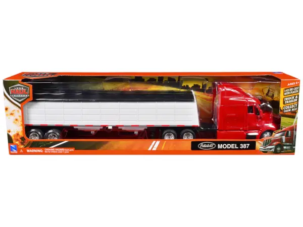 Peterbilt 387 Truck Red with Grain Trailer White "Long Haul Truckers" Series 1/43 Diecast Model by New Ray #1