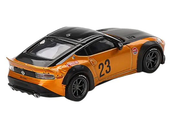 Nissan Fairlady Z #23 "LB-NATION WORKS" LB Gold Metallic with Matt Black Hood and Black Top Limited Edition 1/64 Diecast Model Car by Mini GT #3