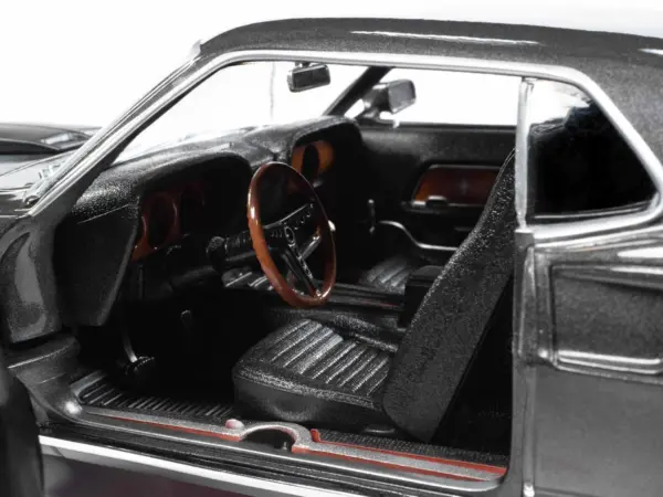 1969 Ford Mustang Dark Gray Metallic with Black Stripes "John Wick" (2014) Movie "Silver Screen Machines" Series 1/18 Diecast Model Car by Auto World #3