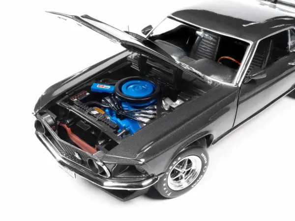1969 Ford Mustang Dark Gray Metallic with Black Stripes "John Wick" (2014) Movie "Silver Screen Machines" Series 1/18 Diecast Model Car by Auto World #4