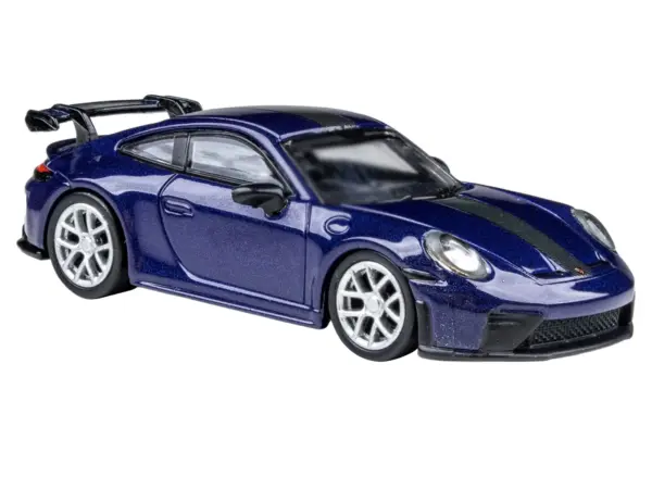 2025 Porsche 911 GT3 (992.2) Gentian Blue Metallic with Carbon Stripe 1/64 Diecast Model Car by Paragon Models #4
