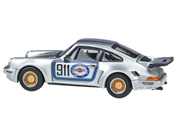 Porsche 911 Carrera RSR 3.0 "Martini Racing" Silver Metallic with Stripes 1/64 Diecast Model Car by Paragon Models #2
