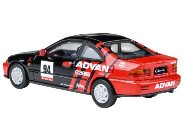 1995 Honda Civic Coupe EJ1 #94 "Autocross - ADVAN" Black and Red 1/64 Diecast Model Car by Paragon Models #3